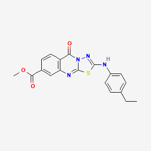 molecular formula C19H16N4O3S B2588418 methyl 2-(4-ethylanilino)-5-oxo-5H-[1,3,4]thiadiazolo[2,3-b]quinazoline-8-carboxylate CAS No. 946253-93-6