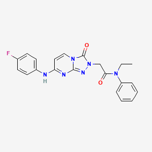 molecular formula C21H19FN6O2 B2588427 N-ethyl-2-{7-[(4-fluorophenyl)amino]-3-oxo-2H,3H-[1,2,4]triazolo[4,3-a]pyrimidin-2-yl}-N-phenylacetamide CAS No. 1251620-95-7