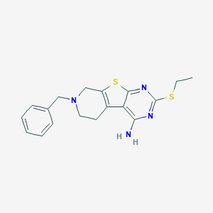 molecular formula C18H20N4S2 B258843 7-Benzyl-2-(ethylsulfanyl)-5,6,7,8-tetrahydropyrido[4',3':4,5]thieno[2,3-d]pyrimidin-4-amine 
