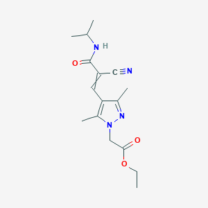 ethyl 2-(4-{2-cyano-2-[(propan-2-yl)carbamoyl]eth-1-en-1-yl}-3,5-dimethyl-1H-pyrazol-1-yl)acetate