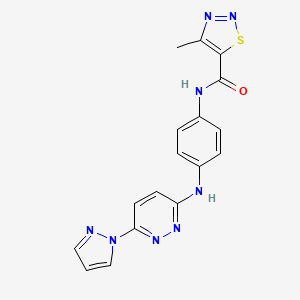 molecular formula C17H14N8OS B2588435 N-(4-((6-(1H-pyrazol-1-yl)pyridazin-3-yl)amino)phenyl)-4-methyl-1,2,3-thiadiazole-5-carboxamide CAS No. 1251649-67-8
