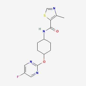 molecular formula C15H17FN4O2S B2588439 N-((1r,4r)-4-((5-fluoropyrimidin-2-yl)oxy)cyclohexyl)-4-methylthiazole-5-carboxamide CAS No. 2034446-68-7