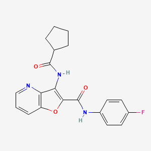 molecular formula C20H18FN3O3 B2588459 3-(cyclopentanecarboxamido)-N-(4-fluorophenyl)furo[3,2-b]pyridine-2-carboxamide CAS No. 946370-24-7