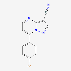 molecular formula C13H7BrN4 B2588472 7-(4-Bromophenyl)pyrazolo[1,5-a]pyrimidine-3-carbonitrile CAS No. 320417-25-2