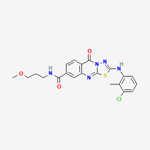 molecular formula C21H20ClN5O3S B2588475 2-[(3-chloro-2-methylphenyl)amino]-N-(3-methoxypropyl)-5-oxo-5H-[1,3,4]thiadiazolo[2,3-b]quinazoline-8-carboxamide CAS No. 894256-38-3