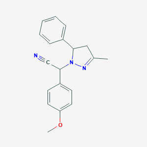 molecular formula C19H19N3O B258848 (4-Methoxyphenyl)(3-methyl-5-phenyl-4,5-dihydro-1H-pyrazol-1-yl)acetonitrile 