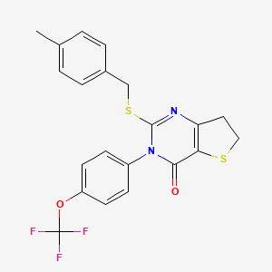 molecular formula C21H17F3N2O2S2 B2588483 2-((4-methylbenzyl)thio)-3-(4-(trifluoromethoxy)phenyl)-6,7-dihydrothieno[3,2-d]pyrimidin-4(3H)-one CAS No. 877654-64-3
