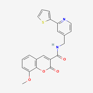 molecular formula C21H16N2O4S B2588492 8-methoxy-2-oxo-N-((2-(thiophen-2-yl)pyridin-4-yl)methyl)-2H-chromene-3-carboxamide CAS No. 2034437-18-6