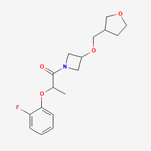 molecular formula C17H22FNO4 B2588496 2-(2-Fluorophenoxy)-1-(3-((tetrahydrofuran-3-yl)methoxy)azetidin-1-yl)propan-1-one CAS No. 2320145-66-0