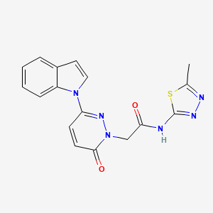 molecular formula C17H14N6O2S B2588511 2-(3-(1H-吲哚-1-基)-6-氧代哒嗪-1(6H)-基)-N-(5-甲基-1,3,4-噻二唑-2-基)乙酰胺 CAS No. 1797316-00-7