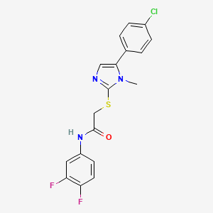 molecular formula C18H14ClF2N3OS B2588520 2-((5-(4-chlorophenyl)-1-methyl-1H-imidazol-2-yl)thio)-N-(3,4-difluorophenyl)acetamide CAS No. 932460-57-6