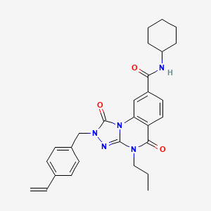 molecular formula C28H31N5O3 B2588521 N-cyclohexyl-1,5-dioxo-4-propyl-2-(4-vinylbenzyl)-1,2,4,5-tetrahydro-[1,2,4]triazolo[4,3-a]quinazoline-8-carboxamide CAS No. 1105227-41-5