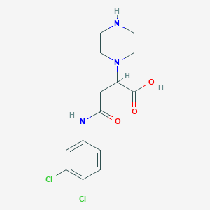 molecular formula C14H17Cl2N3O3 B2588541 4-((3,4-Dichlorophenyl)amino)-4-oxo-2-(piperazin-1-yl)butanoic acid CAS No. 900011-76-9