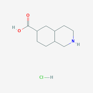 molecular formula C10H18ClNO2 B2588543 1,2,3,4,4a,5,6,7,8,8a-癸氢异喹啉-6-羧酸；盐酸盐 CAS No. 2344685-64-7