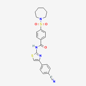 molecular formula C23H22N4O3S2 B2588544 4-(氮杂环己-1-基磺酰基)-N-(4-(4-氰基苯基)噻唑-2-基)苯甲酰胺 CAS No. 307337-74-2