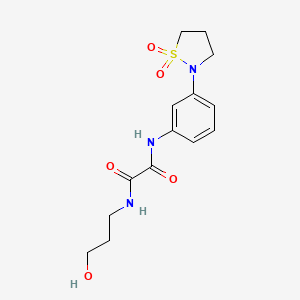 molecular formula C14H19N3O5S B2588548 N'-[3-(1,1-dioxo-1,2-thiazolidin-2-yl)phenyl]-N-(3-hydroxypropyl)oxamide CAS No. 1105246-87-4