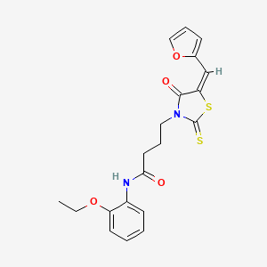 molecular formula C20H20N2O4S2 B2588549 (E)-N-(2-乙氧基苯基)-4-(5-(呋喃-2-基亚甲基)-4-氧代-2-硫代噻唑烷-3-基)丁酰胺 CAS No. 613225-39-1