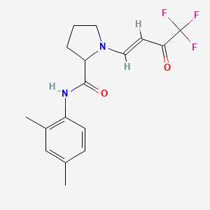 molecular formula C17H19F3N2O2 B2588553 (E)-N-(2,4-dimethylphenyl)-1-(4,4,4-trifluoro-3-oxobut-1-en-1-yl)pyrrolidine-2-carboxamide CAS No. 1009744-60-8