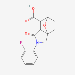 molecular formula C15H12FNO4 B2588559 2-(2-Fluorophenyl)-1-oxo-1,2,3,6,7,7a-hexahydro-3a,6-epoxyisoindole-7-carboxylic acid CAS No. 1005151-00-7
