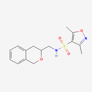 molecular formula C15H18N2O4S B2588562 N-(isochroman-3-ylmethyl)-3,5-dimethylisoxazole-4-sulfonamide CAS No. 2034204-99-2