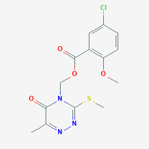 molecular formula C14H14ClN3O4S B2588569 (6-Methyl-3-methylsulfanyl-5-oxo-1,2,4-triazin-4-yl)methyl 5-chloro-2-methoxybenzoate CAS No. 877643-01-1