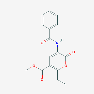 molecular formula C16H15NO5 B258857 Methyl 5-benzamido-2-ethyl-6-oxopyran-3-carboxylate 