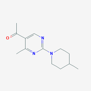 molecular formula C13H19N3O B2588580 1-[4-Methyl-2-(4-methylpiperidin-1-yl)pyrimidin-5-yl]ethanone CAS No. 903447-26-7