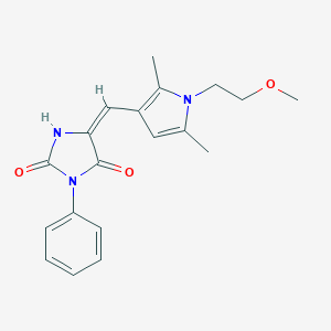 molecular formula C19H21N3O3 B258859 5-{[1-(2-methoxyethyl)-2,5-dimethyl-1H-pyrrol-3-yl]methylene}-3-phenylimidazolidine-2,4-dione 