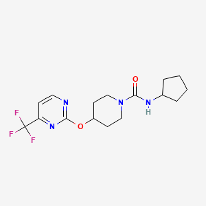 molecular formula C16H21F3N4O2 B2588594 N-Cyclopentyl-4-[4-(trifluoromethyl)pyrimidin-2-yl]oxypiperidine-1-carboxamide CAS No. 2380100-44-5