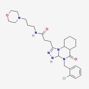 molecular formula C26H29ClN6O3 B2588599 3-{4-[(2-chlorophenyl)methyl]-5-oxo-4H,5H-[1,2,4]triazolo[4,3-a]quinazolin-1-yl}-N-[3-(morpholin-4-yl)propyl]propanamide CAS No. 902962-20-3