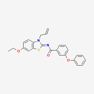 molecular formula C25H22N2O3S B2588606 (Z)-N-(3-烯丙基-6-乙氧基苯并[d]噻唑-2(3H)-亚甲基)-3-苯氧基苯甲酰胺 CAS No. 865180-77-4