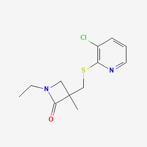 molecular formula C12H15ClN2OS B2588618 3-[(3-Chloropyridin-2-yl)sulfanylmethyl]-1-ethyl-3-methylazetidin-2-one CAS No. 2249683-04-1