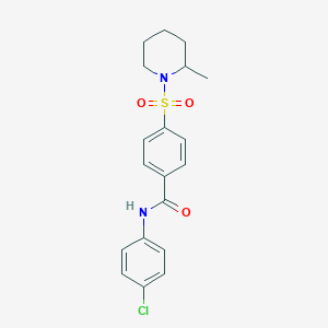 molecular formula C19H21ClN2O3S B258862 N-(4-chlorophenyl)-4-[(2-methylpiperidin-1-yl)sulfonyl]benzamide 