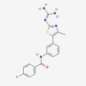 molecular formula C18H16FN5OS B2588632 4-Fluoro-N-[3-[2-[(aminoiminomethyl)amino]-4-methyl-5-thiazolyl]phenyl]benzamide CAS No. 2016864-46-1