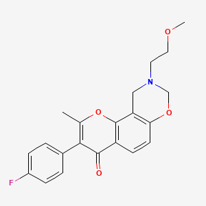 molecular formula C21H20FNO4 B2588636 3-(4-fluorophenyl)-9-(2-methoxyethyl)-2-methyl-9,10-dihydrochromeno[8,7-e][1,3]oxazin-4(8H)-one CAS No. 1010932-79-2