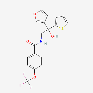 molecular formula C18H14F3NO4S B2588638 N-(2-(furan-3-yl)-2-hydroxy-2-(thiophen-2-yl)ethyl)-4-(trifluoromethoxy)benzamide CAS No. 2034265-53-5