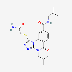 molecular formula C20H26N6O3S B2588649 1-((2-amino-2-oxoethyl)thio)-N,4-diisobutyl-5-oxo-4,5-dihydro-[1,2,4]triazolo[4,3-a]quinazoline-8-carboxamide CAS No. 1111237-62-7