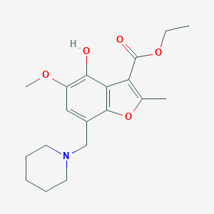 molecular formula C19H25NO5 B258866 Ethyl 4-hydroxy-5-methoxy-2-methyl-7-(1-piperidinylmethyl)-1-benzofuran-3-carboxylate 