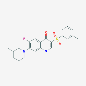 molecular formula C23H25FN2O3S B2588660 6-fluoro-1-methyl-7-(3-methylpiperidin-1-yl)-3-(m-tolylsulfonyl)quinolin-4(1H)-one CAS No. 892783-19-6