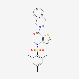 molecular formula C22H23FN2O3S2 B2588662 3-(N,2,4,6-四甲基苯磺酰氨基)噻吩-2-甲酰胺-N-(2-氟苄基) CAS No. 1251673-72-9