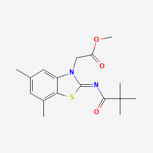 molecular formula C17H22N2O3S B2588665 (Z)-methyl 2-(5,7-dimethyl-2-(pivaloylimino)benzo[d]thiazol-3(2H)-yl)acetate CAS No. 1164459-13-5