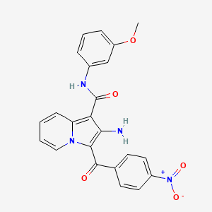 molecular formula C23H18N4O5 B2588668 2-氨基-N-(3-甲氧苯基)-3-(4-硝基苯甲酰基)吲哚并[1,2-a]喹喔啉-1-甲酰胺 CAS No. 903313-40-6