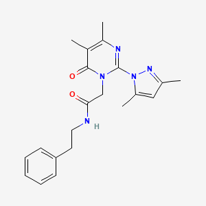 molecular formula C21H25N5O2 B2588669 2-(2-(3,5-二甲基-1H-吡唑-1-基)-4,5-二甲基-6-氧代嘧啶-1(6H)-基)-N-苯乙基乙酰胺 CAS No. 1002218-79-2