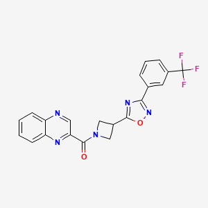 molecular formula C21H14F3N5O2 B2588674 Quinoxalin-2-yl(3-(3-(3-(trifluoromethyl)phenyl)-1,2,4-oxadiazol-5-yl)azetidin-1-yl)methanone CAS No. 1396749-54-4
