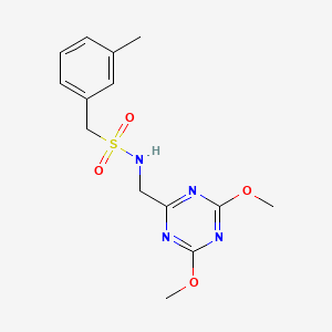 molecular formula C14H18N4O4S B2588676 N-((4,6-二甲氧基-1,3,5-三嗪-2-基)甲基)-1-(间甲苯基)甲磺酰胺 CAS No. 2034425-47-1