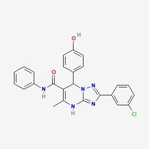 molecular formula C25H20ClN5O2 B2588679 2-(3-chlorophenyl)-7-(4-hydroxyphenyl)-5-methyl-N-phenyl-4,7-dihydro-[1,2,4]triazolo[1,5-a]pyrimidine-6-carboxamide CAS No. 538343-85-0