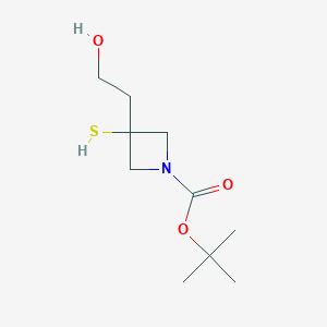 molecular formula C10H19NO3S B2588680 Tert-butyl 3-(2-hydroxyethyl)-3-mercaptoazetidine-1-carboxylate CAS No. 1223573-24-7
