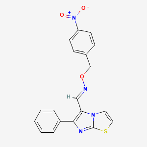 molecular formula C19H14N4O3S B2588687 6-苯基咪唑并[2,1-b][1,3]噻唑-5-甲醛O-(4-硝基苄基)肟 CAS No. 330969-92-1