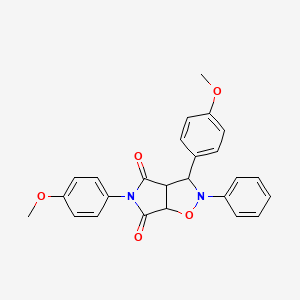 molecular formula C25H22N2O5 B2588688 3,5-双(4-甲氧基苯基)-2-苯基二氢-2H-吡咯并[3,4-d]异恶唑-4,6(5H,6aH)-二酮 CAS No. 1087741-28-3