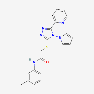 molecular formula C20H18N6OS B2588695 N-(3-甲基苯基)-2-{[5-(吡啶-2-基)-4-(1H-吡咯-1-基)-4H-1,2,4-三唑-3-基]硫代}乙酰胺 CAS No. 886932-57-6